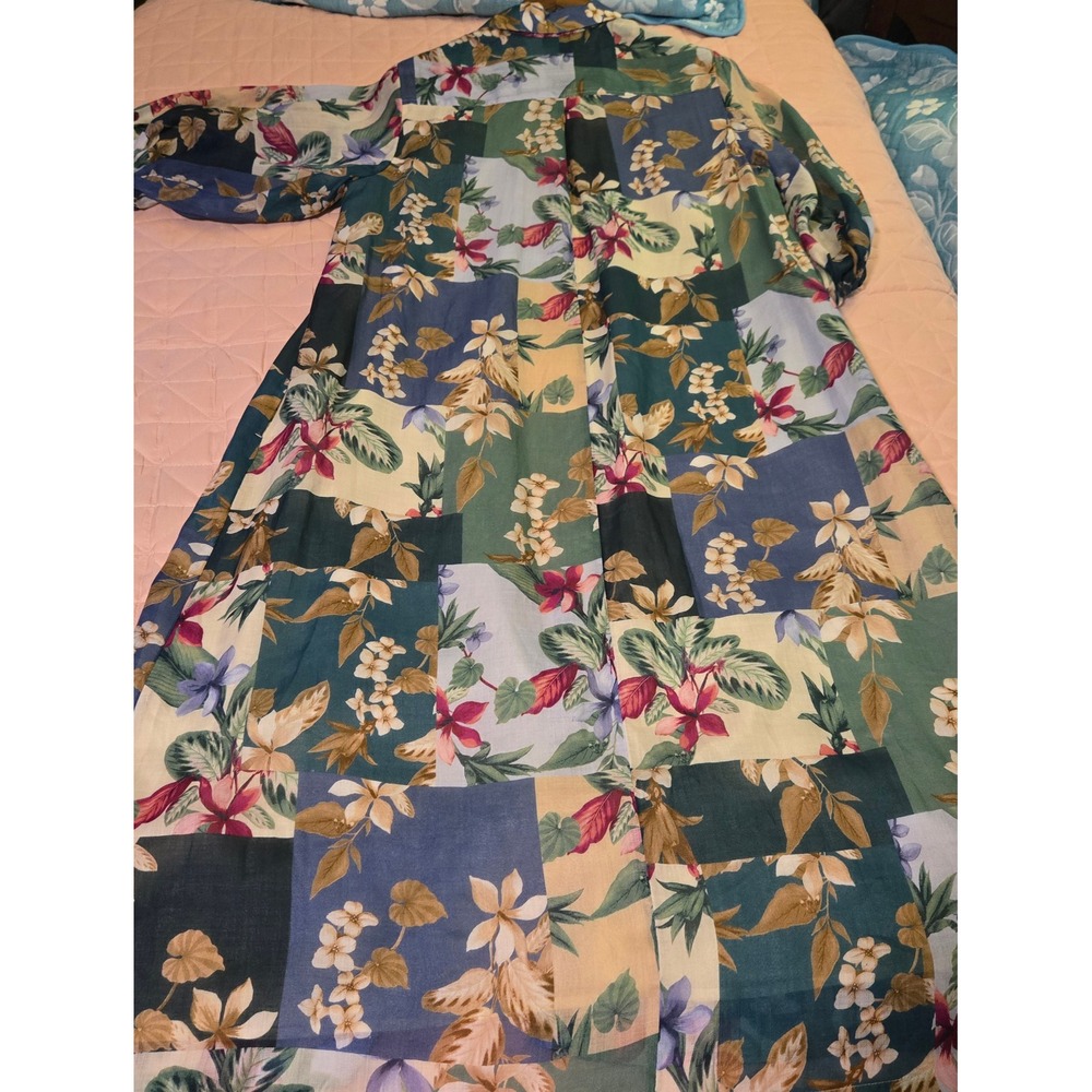Tommy Bahama Floral Patchwork Midi/Maxi Shirt Dress Multicolor Button Front M - Picture 8 of 9
